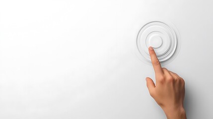 Hand Pressing Concentric Glass Disc on White Surface AI Generated