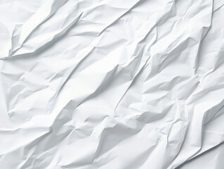 Fototapeta premium Crumpled white paper texture with soft shadows and highlights, creating dynamic visual effect. Ideal for backgrounds or artistic projects