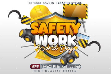 Editable 3d text effect safety work world day