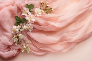 A stylish pink scarf adorned with elegant white flowers, showcasing a blend of vibrant color and floral design for a fashionable accessory.