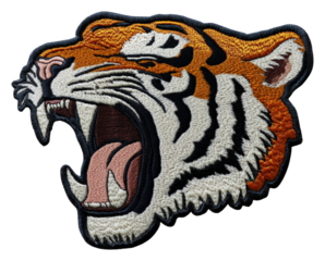Roaring tiger embroidery patch textile upscale design. Patch design isolated
