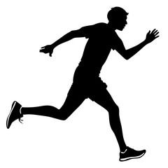 Obraz premium High-Quality Black and White Silhouette Vector boy running 