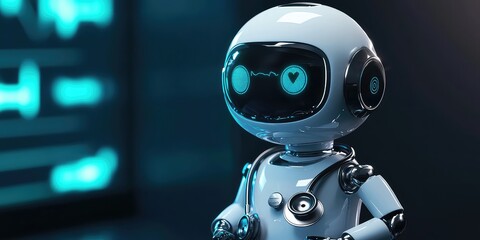 AI-powered mini doctor bot with a stethoscope and a caring expression
