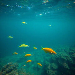 Fototapeta premium Pristine Plastic-Free Ocean with Vibrant Marine Life and Coral Reefs