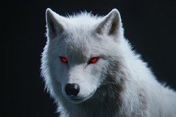 Naklejka premium Majestic Arctic Wolf with Glowing Red Eyes: A Digital Masterpiece