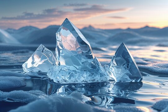 Dreamy Abstract Backgrounds with Crystal Clear Icy Waves