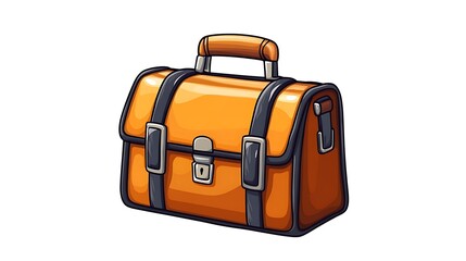 Vibrant Hand-Drawn Illustration of a Retro Leather Briefcase AI Generated