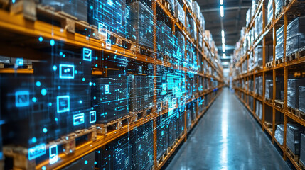 Fototapeta premium Smart warehouse management system with augmented reality technology