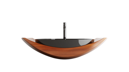 Elegant modern washbasin isolated on transparent background for bathroom design projects, ideal for interior decor concepts featuring sleek and contemporary sanitary ware elements.