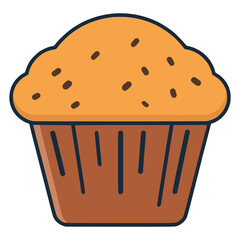 muffin cake sweet snack food flat color vector illustration template design