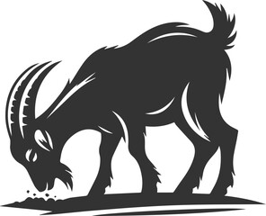 Goat sniffing the ground animal vector silhouette