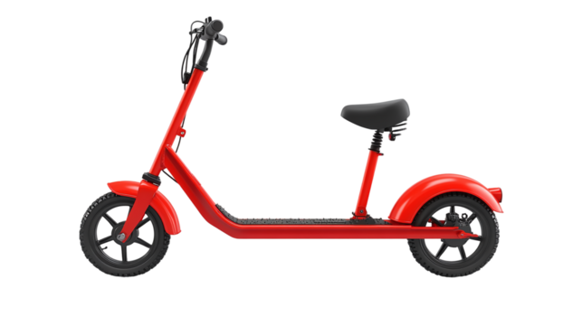 Red scooter isolated on transparent background - high quality png.