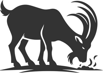 Goat sniffing the ground animal vector silhouette