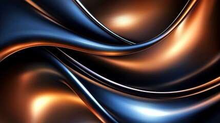 Fluid Metal Abstract Sculpture Flowing with Blue and Bronze Tones Metallic Aesthetic Design