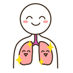 健康な肺と人物　キャラクターイラスト