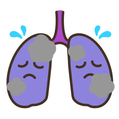 煙草の煙で苦しい肺　キャラクターイラスト