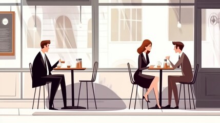 Fototapeta premium Stylish Bistro Meeting Over Lunch with Modern Decor