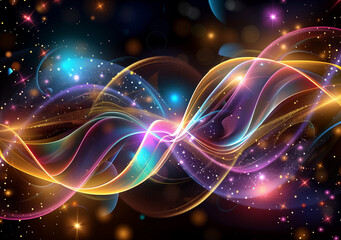 Fototapeta premium 宇宙に花開くオーロラの背景画像