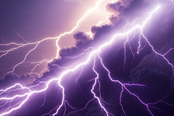 Radiant White and Rich Purple Lightning Field with Ethereal Glow and Dynamic Energy Effects