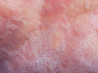 Fototapeta premium Close-up of Soap bubbles on hands, hand washing