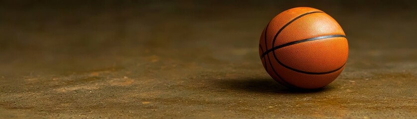 Obraz premium Sporty Orange Basketball Display on Textured Brown Surface Artistic Composition for Athletic Themes