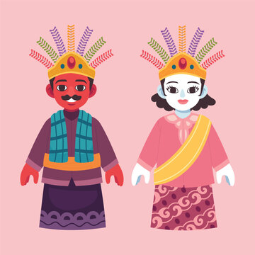 Flat Vector Ondel Ondel Illustration