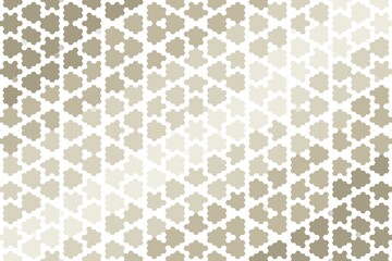 Soft brown and beige hexagonal floral pattern with geometric pixel art design. Abstract mosaic concept
