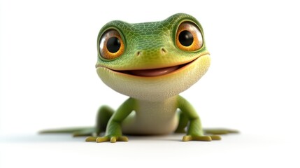 Obraz premium Cartoon Gecko Smiling at Viewer