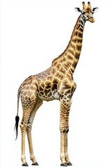 Fototapeta premium A Majestic Giraffe Standing Gracefully in a Bright Natural Habitat Highlighting Its Unique Patterns and Elegant Stature 