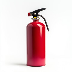 Obraz premium Red fire extinguisher standing on white background
