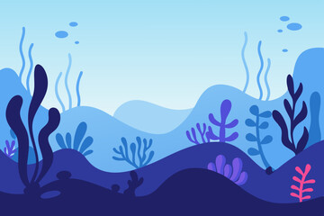 Underwater scene with gentle ocean waves, colorful coral, and playful fish swimming in a peaceful marine habitat
