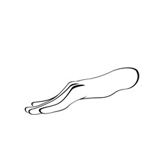 A hand in a side view, positioned horizontally with fingers extended. sketch Line illustration