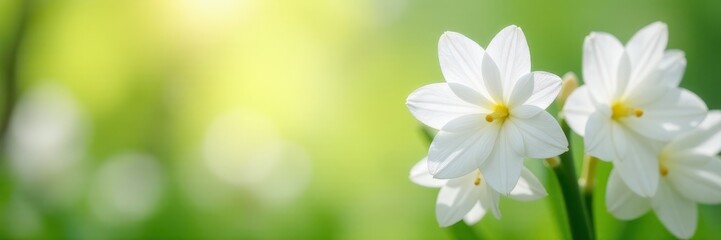 Fototapeta premium Pure white hyacinth flowers against a bright spring backdrop , petals, fresh