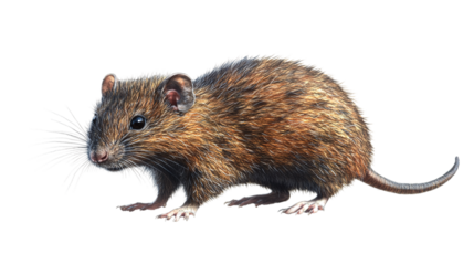 High-resolution rat isolated on transparent background for realistic wildlife illustrations and educational design projects featuring small mammals in nature-themed visual concepts.