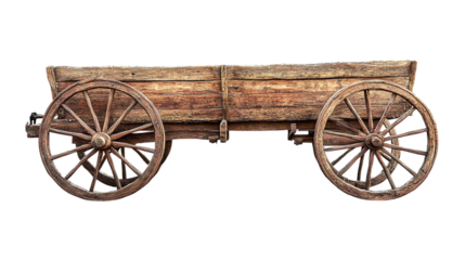 Traditional bullock cart isolated on transparent background, showcasing rustic wooden design and cultural heritage for vintage transportation concepts in digital artwork and creative design projects.