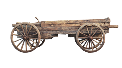 Traditional bullock cart isolated on transparent background, showcasing rustic wooden design and cultural heritage for vintage transportation concepts in digital artwork and creative design projects.