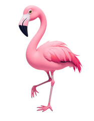 Fototapeta premium Stylized Pink Flamingo Standing on One Leg, transparent background