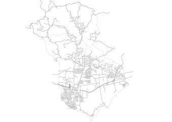 vector map of buildings, highway in arroyo town puerto rico with black and white color