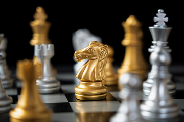 chess board game for ideas and competition and strategy, business success concept