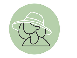 Trip and Vacation vector icon concept. Woman traveler icon. Traveling symbols outline vector line icons.