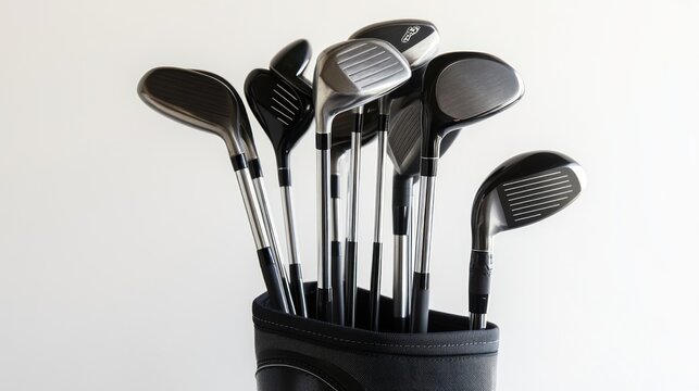 Golf clubs in bag against white background - Powered by Adobe