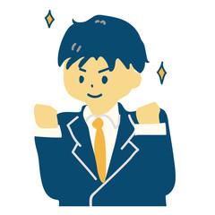 ガッツポーズをする男性