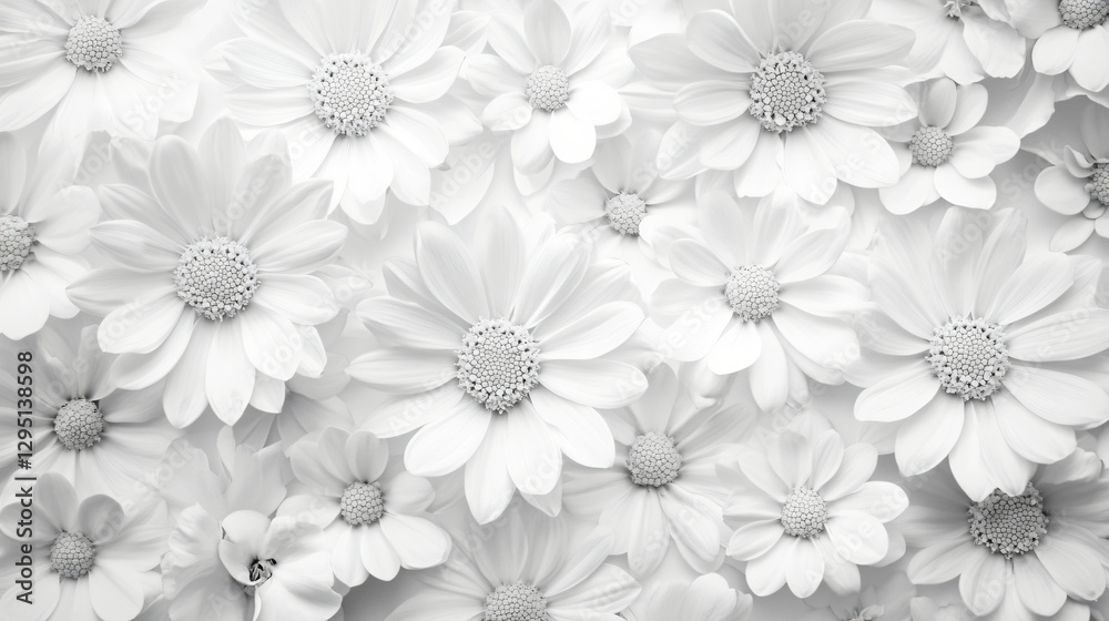 Aufkleber Ethereal white flowers set against a pristine white background creating a serene and minimalist visual experience
