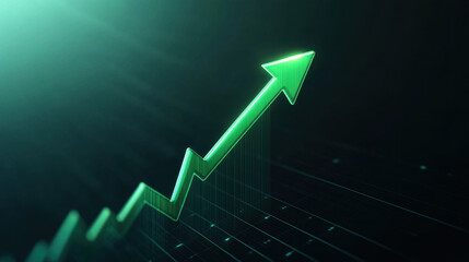 green glowing stock market graph going upwards, symbolizing growth and success in financial investments. upward trend reflects positive market performance and optimism