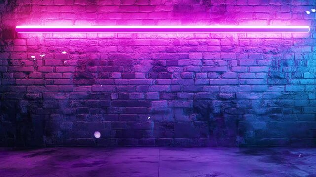 modern grunge futuristic neon lights on old grunge brick wall seamless looping overlay 4k virtual video animation background