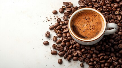 coffee cup and beans isolated,studio background