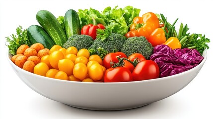 colorful bowl of mixed vegetables isolated catoon