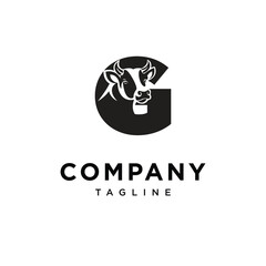 Letter G Cow Logo Icon Vector