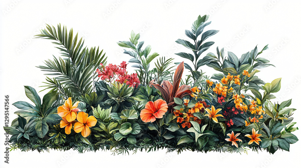 Aufkleber Vibrant floral border with various colorful flowers creating a beautiful frame for your design needs and projects