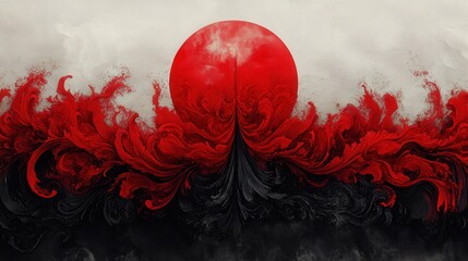 Crimson Tide Abstract Red and Black Artistic Sun Rising